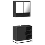 ZNTS 2 Piece Bathroom Furniture Set Black Engineered Wood 3300935