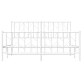 Metal Bed Frame without Mattress with Footboard White 150x200cm 374506