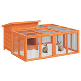 Rabbit Hutch Brown 144x123x67.5 cm Solid Wood Pine 172280