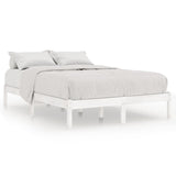 Bed Frame without Mattress White Solid Wood King Size 810023