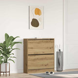 Shoe Cabinet Smoked Oak 80 x 21 x 87.5 cm Engineered Wood 862215