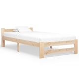 Bed Frame Natural Wood Solid Pine Wood, Plywood Single Tough 321992