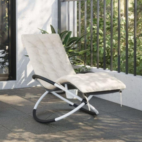 ZNTS Geometrical Sun Lounger with Cushion Black and Grey Steel 3213546