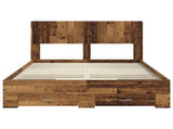 Bed Frame with Storage and Headboard Old Wood 120 x 190 cm 3414497