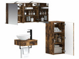 Bathroom Cabinet Set 4 pcs Smoked Oak Engineered Wood 3407363