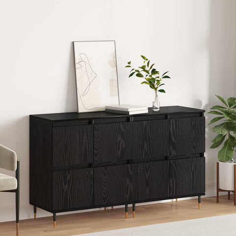 Sideboards 2 pcs Black oak 120 x 35 x 70 cm Engineered wood 3394529