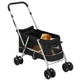 Folding Dog Stroller Black 100x49x96 cm Linen Fabric 172202