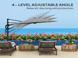 3 Cantilever Garden Parasol with Solar Powered Lights, Crank Handle & Cross Base, UPF 50, 360&deg T3398P323816