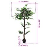 Artificial Ficus Plant Green 85 x 18 x 160 cm Fabric and Wood 42042067