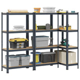4-Layer Storage Shelves 3 pcs Anthracite Steel&Engineered Wood 3307582