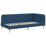 Corner Bed Frame with Headboard Blue 90 x 200 cm Fabric 42016576
