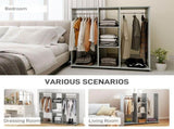 Open Wardrobe Double Mobile Storage Shelves Organizer W/6 Wheels-Grey T3398P328095