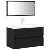 Bathroom Furniture Set 3 pcs Black Oak Engineered Wood 3334335