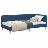 Corner Bed Frame with Headboard Blue 90 x 200 cm Fabric 42016576