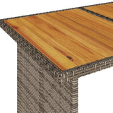 Garden Table with Wooden Top Grey 110x68x70 cm Poly Rattan 366356