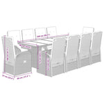 ZNTS 11 Piece Garden Dining Set with Cushions Grey Poly Rattan 3277615