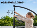 Hanging Egg Chair, Indoor Outdoor Hammock Swing Chair with Stand, Safety Strap, Foldable Basket, T3398P553223