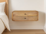 Solid Wood Oak-ish 2 Drawer Floating Bedside, 2 Drawers, Brown B2743P402971