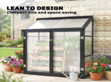 Polycarbonate Greenhouse with Hinged Door, Top Vent, Lean-to Green House, Walk-in Greenhouse, 4 x T3398P549947