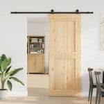 Sliding Door with Hardware Set 90x210 cm Solid Wood Pine 3332721