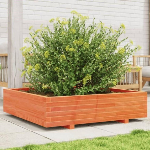 ZNTS Garden Planter Wax Brown 100x100x26.5 cm Solid Wood Pine 847320