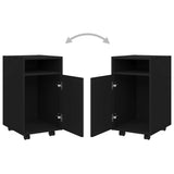 803048 Side Cabinet with Wheels Black 33x38x60 cm Engineered Wood