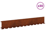 Lawn Edging 30 pcs 102 x 15 x 4 cm Steel Rusty 8008783