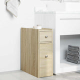 Narrow Bathroom Cupboard with Wheels Sonoma Oak Engineered Wood 855288