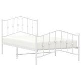 Metal Bed Frame without Mattress with Footboard White 100x190cm 373850