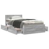 Bed Frame with Headboard without Mattress Grey Sonoma 75x190 cm Small Single 3295623
