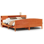 ZNTS Bookcase Bed without Mattress Wax Brown 200x200cm Solid Wood Pine 3323055