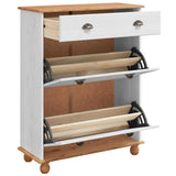Shoe Cabinet ASKIM White 85 x 35 x 108 cm Solid Pine wood 4105438