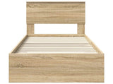Bed Frame Sonoma Oak and Silver 75 x 190 cm Engineered Wood 3410960