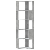 Corner Bookcase 5-Tier Concrete Grey 50x50x179 cm Engineered Wood 852585