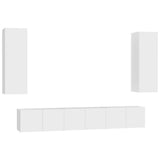 5 Piece TV Cabinet Set White Engineered Wood 3074454
