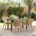 Garden Dining Set with Cushion 5 pcs Beige Poly Rattan 3261700
