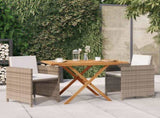3 Piece Garden Dining Set with Cushions Beige 3094300