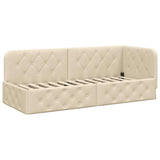 Corner Bed Frame with Headboard Cream 80 x 200 cm Fabric 42016485