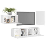 4 Piece TV Cabinet Set White Engineered Wood 3078677
