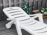 2PCs Outdoor Folding Sun Lounger Recliner on Wheels w/ 5-Position Backrest, White T3398P317764