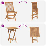 Folding Garden Dining Set 5 pcs Natural Solid Teak Wood 3437394