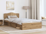 Bed Frame Artisian Oak 90 x 190 cm Solid Pine Wood 3412960