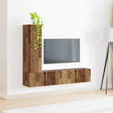 TV Cabinet Set Wall-mounted 3 pcs Old Wood Engineered Wood 3408995