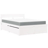 Bed with Drawers and Mattress White 120x200 cm Solid Wood Pine 3281902