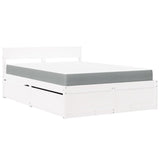 Bed with Drawers and Mattress White 140x190 cm Solid Wood Pine 3281911