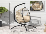 Hanging Egg Chair Outdoor Indoor Swing Chair with Folding Basket and Thickened Cushion, T3398P314186