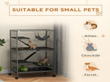 Small Animal Cage for Chinchilla Ferret Kitten on Wheels with Hammock Removable Tray, Grey T3398P350035