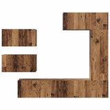 TV Cabinet Set Wall-mounted 6 pcs Old Wood Engineered Wood 3393246