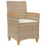 Garden Chairs with Cushions 2 pcs Beige Poly Rattan&Solid Wood 368722