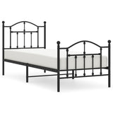 Metal Bed Frame without Mattress with Footboard Black 90x200cm 353450
